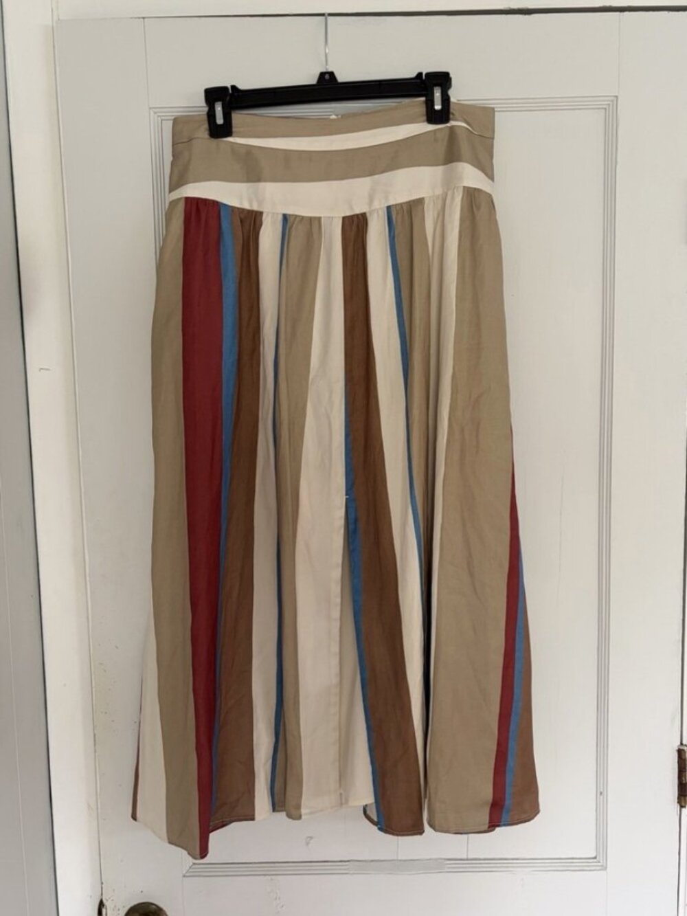 Banana Republic Drop Waist Maxi Skirt Silky Stripe Slit Sz 12P - Picture 3 of 5